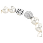 Matrix bracelet Crystal pearl, White, Rhodium plated